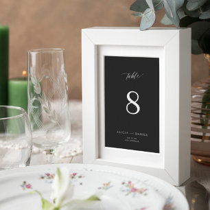 Modern elegant minimalist black and white wedding table number