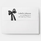 Modern Elegant Minimalist Black Bow Return Address