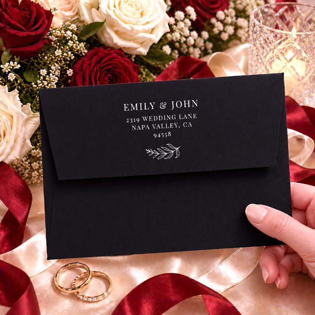 Modern Elegant Minimalist Black & White Wedding Envelope (Creator Uploaded)