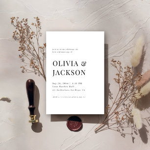 Modern Elegant Minimalist Black & White Wedding Invitation