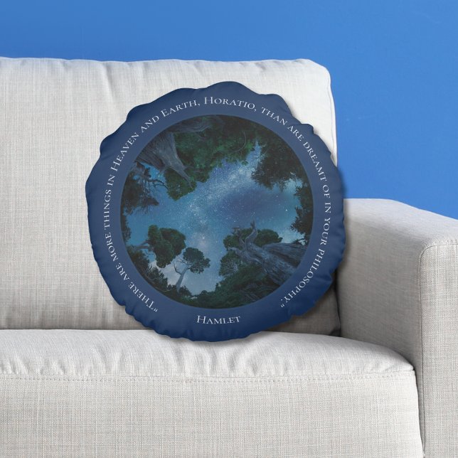 Modern Elegant Minimalist Blue Quote Round Cushion (Creator Uploaded)