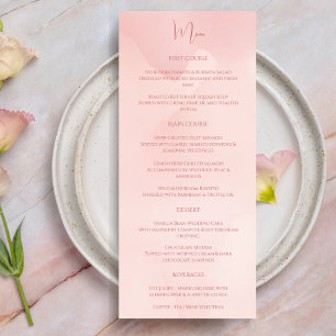 Modern Elegant Minimalist Blush Rose Watercolor  Menu