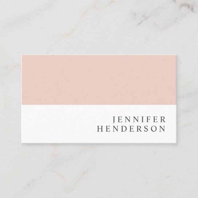 Modern elegant minimalist blush white professional business card (Front)