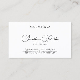 Modern Elegant Minimalist Calligraphy Script Business Card