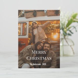 Modern Elegant Minimalist Family Christmas Photo Holiday Card