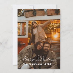 Modern Elegant Minimalist Family Christmas Photo Holiday Card