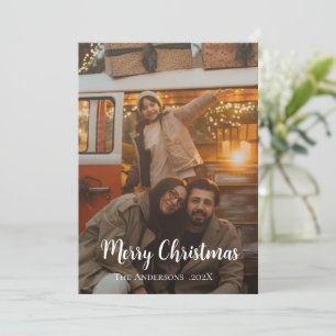 Modern Elegant Minimalist Family Christmas Photo Holiday Card