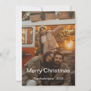 Modern Elegant Minimalist Family Christmas Photo Holiday Card