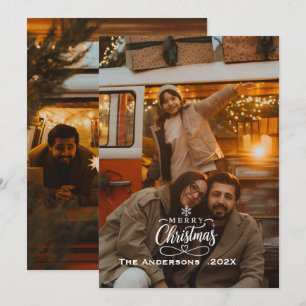 Modern Elegant Minimalist Family Christmas Photo  Holiday Card