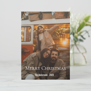 Modern Elegant Minimalist Family Christmas Photo Holiday Card