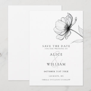 Modern Elegant Minimalist Floral Wedding Save The Date