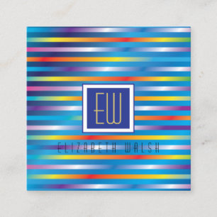 Modern Elegant Minimalist Gradient Lines Design Sq Square Business Card