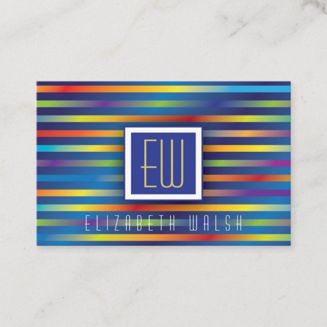 Modern Elegant Minimalist Gradient Lines Euro Size Business Card (Front)