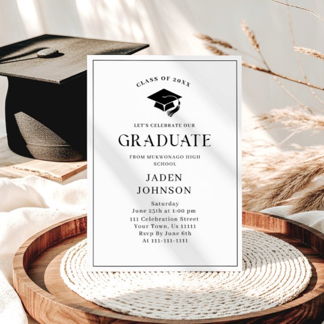 Modern Elegant Minimalist Graduation Party Invitation (Creator Uploaded)