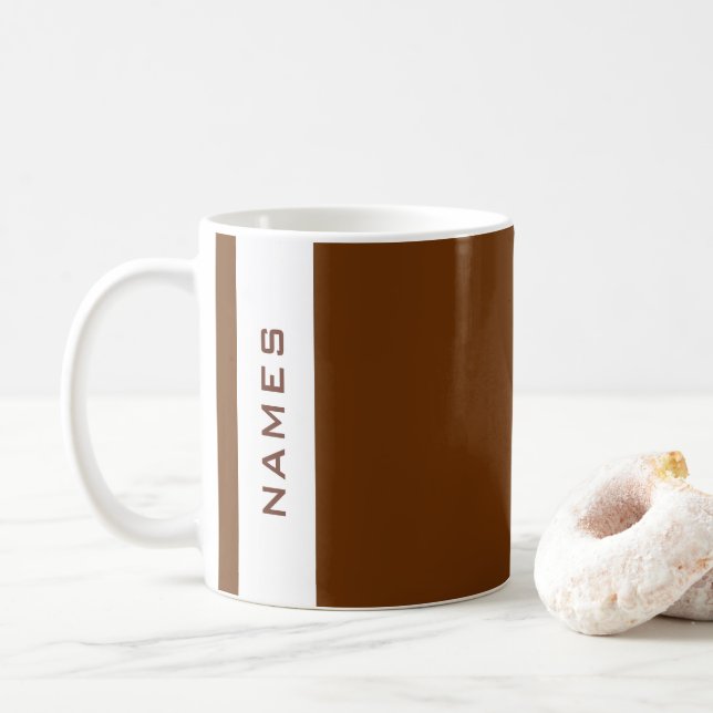 Modern Elegant Minimalist Names Template Coffee Mug (With Donut)
