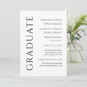 Modern Elegant Minimalist Open house Graduation  Invitation