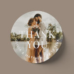 Modern elegant minimalist photo wedding thank you classic round sticker<br><div class="desc">Modern elegant minimalist thank you Sticker with photo for elegant wedding or engagement party.</div>