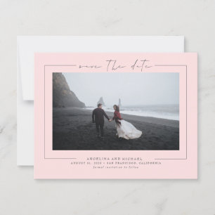 Modern Elegant Minimalist Pink Save the Date Photo