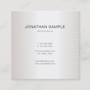 Modern Elegant Minimalist Plain Faux Silver Glam Square Business Card