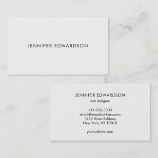 Modern elegant minimalist plain white professional business card