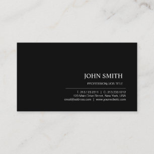 Modern Elegant Minimalist Professional Plain Black Business Card