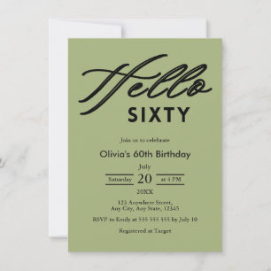 Modern Elegant Minimalist Sage Green 60th Birthday Invitation