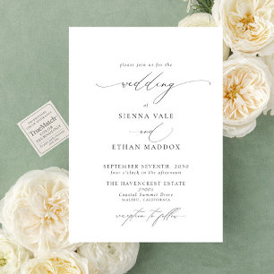 Modern Elegant Minimalist Script Simple Wedding Invitation