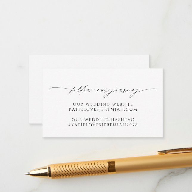 Modern Elegant Minimalist Script Wedding Enclosure Card (Front/Back In Situ)