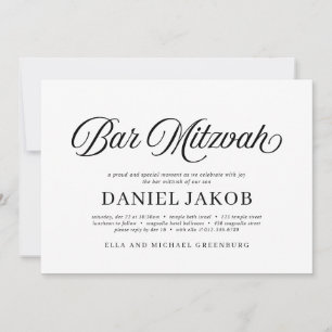 Modern Elegant Minimalist Simple Bar Mitzvah Invitation