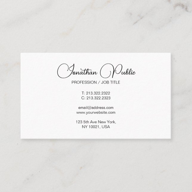 Modern Elegant Minimalist Template Typography Business Card (Front)