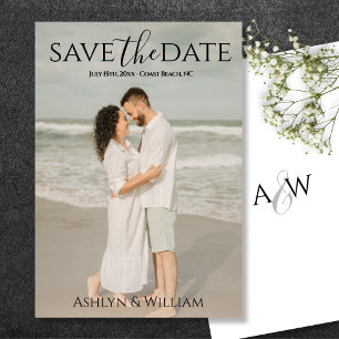 Modern Elegant Minimalist Typography Photo Save The Date