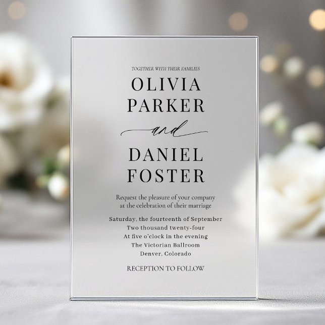 Modern Elegant Minimalist Wedding Acrylic Invitations (Creator Uploaded)