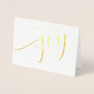 Modern Elegant Minimalistic Joy Holiday Foil Card