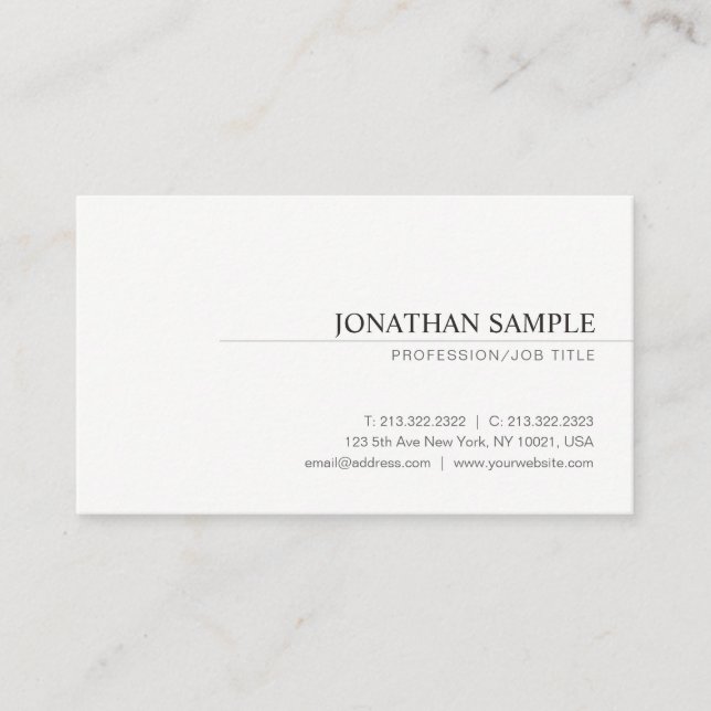 Modern Elegant Minimalistic Professional Plain Business Card (Front)