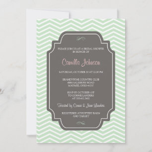 Modern Elegant Mint Green Chevron Bridal Shower Invitation
