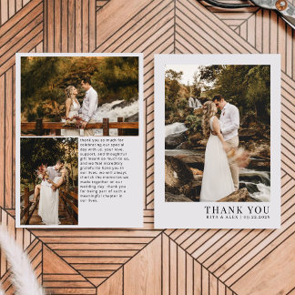 Modern Elegant Modern Photo Collage Wedding Thank You Card