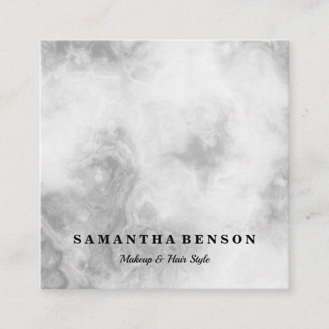 Modern Elegant Modern White Marble Professional Square Business Card (Front)