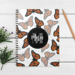 Modern Elegant Monarch Butterfly Monogrammed Notebook