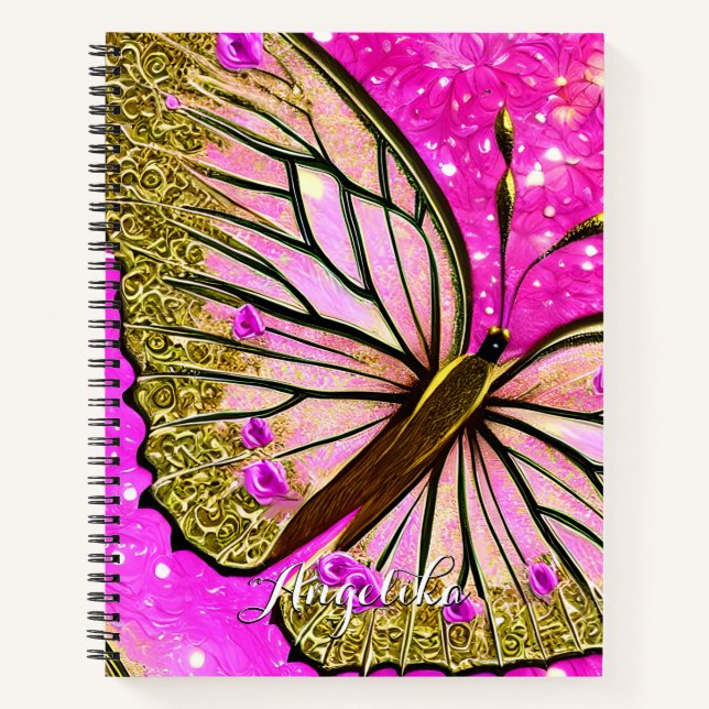 Modern Elegant Monarch Butterfly Monogrammed Notebook (Front)