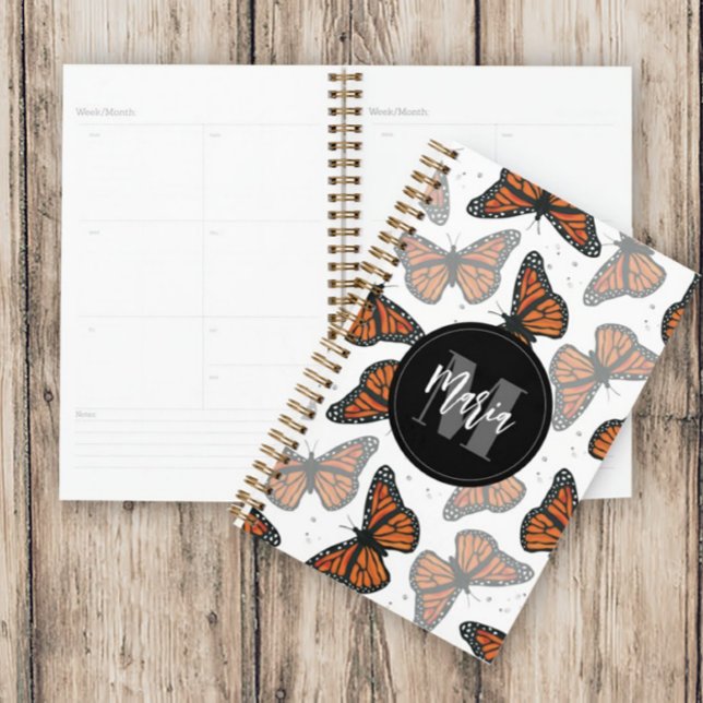 Modern Elegant Monarch Butterfly Monogrammed Planner (Creator Uploaded)