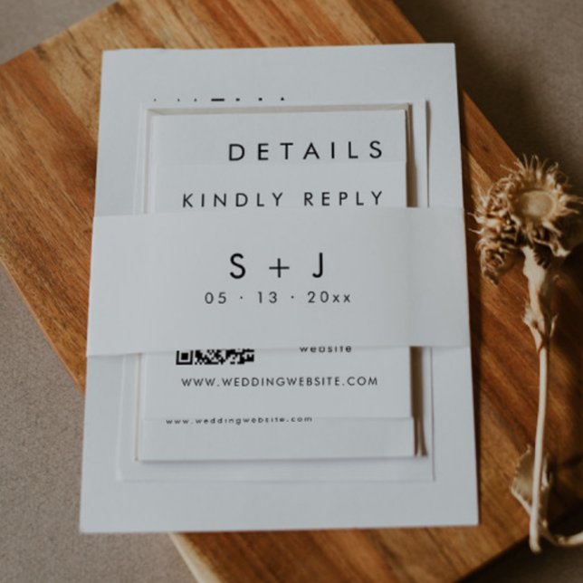 Modern Elegant Monogram Belly Band Invitation Belly Band (Creator Uploaded)