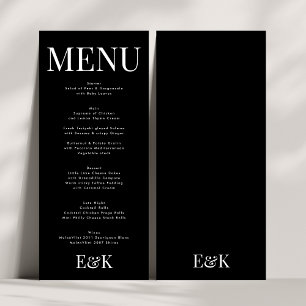 Modern Elegant Monogram Black White Wedding Menu