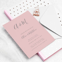 Modern Elegant Monogram Blush Grey Wedding