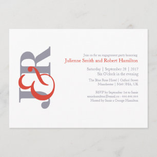Modern Elegant Monogram Engagement Party Invitation