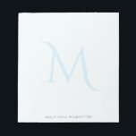 Modern Elegant Monogram Faded Light Blue Notepad<br><div class="desc">This design features a large monogram letter faded in the background with space for a name/text at the bottom. Click the customise button for more flexibility in modifying the text. Variations of this design, different paper types, as well as coordinating products are available in our shop, zazzle.com/store/doodlelulu. Contact us if...</div>