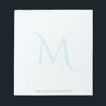 Modern Elegant Monogram Faded Light Blue Notepad<br><div class="desc">This design features a large monogram letter faded in the background with space for a name/text at the bottom. Click the customise button for more flexibility in modifying the text. Variations of this design, different paper types, as well as coordinating products are available in our shop, zazzle.com/store/doodlelulu. Contact us if...</div>