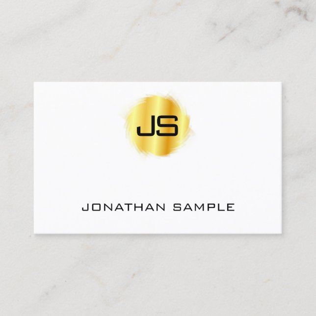 Modern Elegant Monogram Faux Gold Template Business Card (Front)