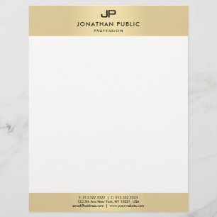 Modern Elegant Monogram Glamour Template Faux Gold Custom Letterhead
