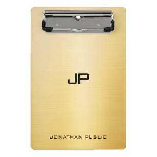 Modern Elegant Monogram Gold Look Simple Template Mini Clipboard
