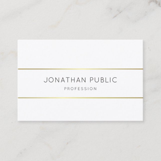 Modern Elegant Monogram Gold White Template Business Card (Front)